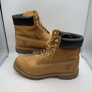 Timberland Premium Combat Boots Men's Size 11 Wheat Nubuck Round Toe Lace Up